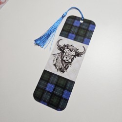 Highland Cow Tartan Green Bookmark | Double Sided | Laminated