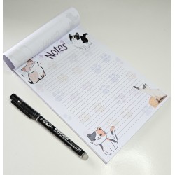 Cat Theme A5 30 Page Notepad/Memo - Tear Off Style