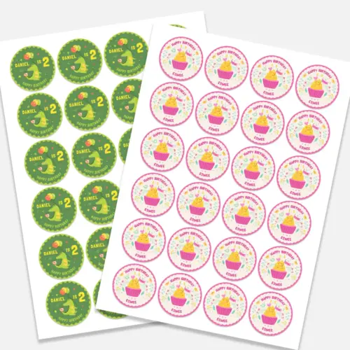 Birthday Stickers (A4 Sheets)